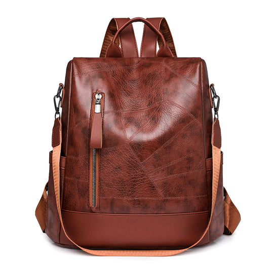 Leather Backpack: Simple, Lightweight, Large Capacity
