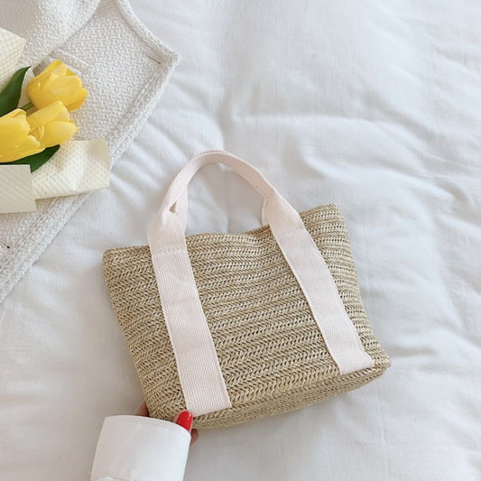 Canvas Straw Woven Tote Bag